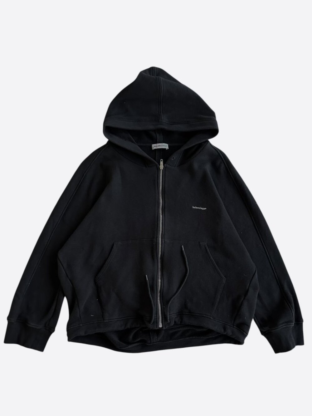 Balenciaga Black & White Logo Zip Up Hoodie
